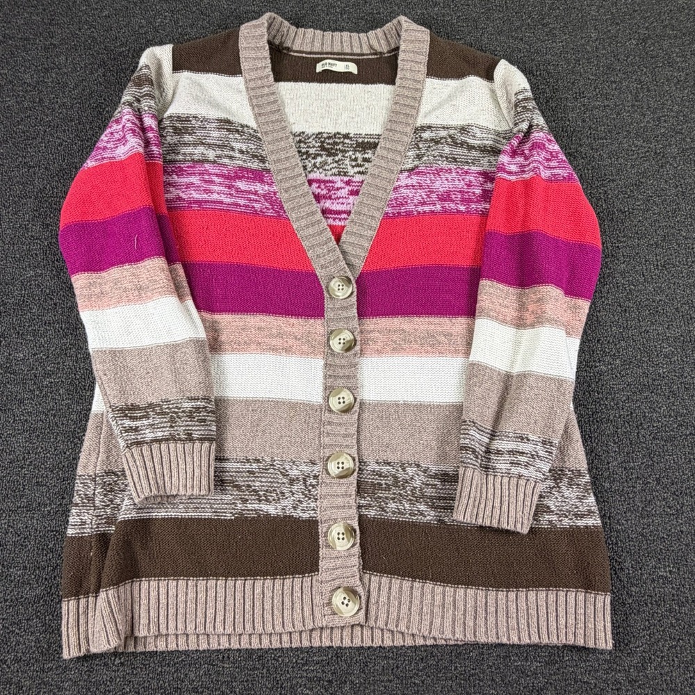Old Navy Cardigan Womens XL 772028-02 Multicolor Striped V-Neck EUC
